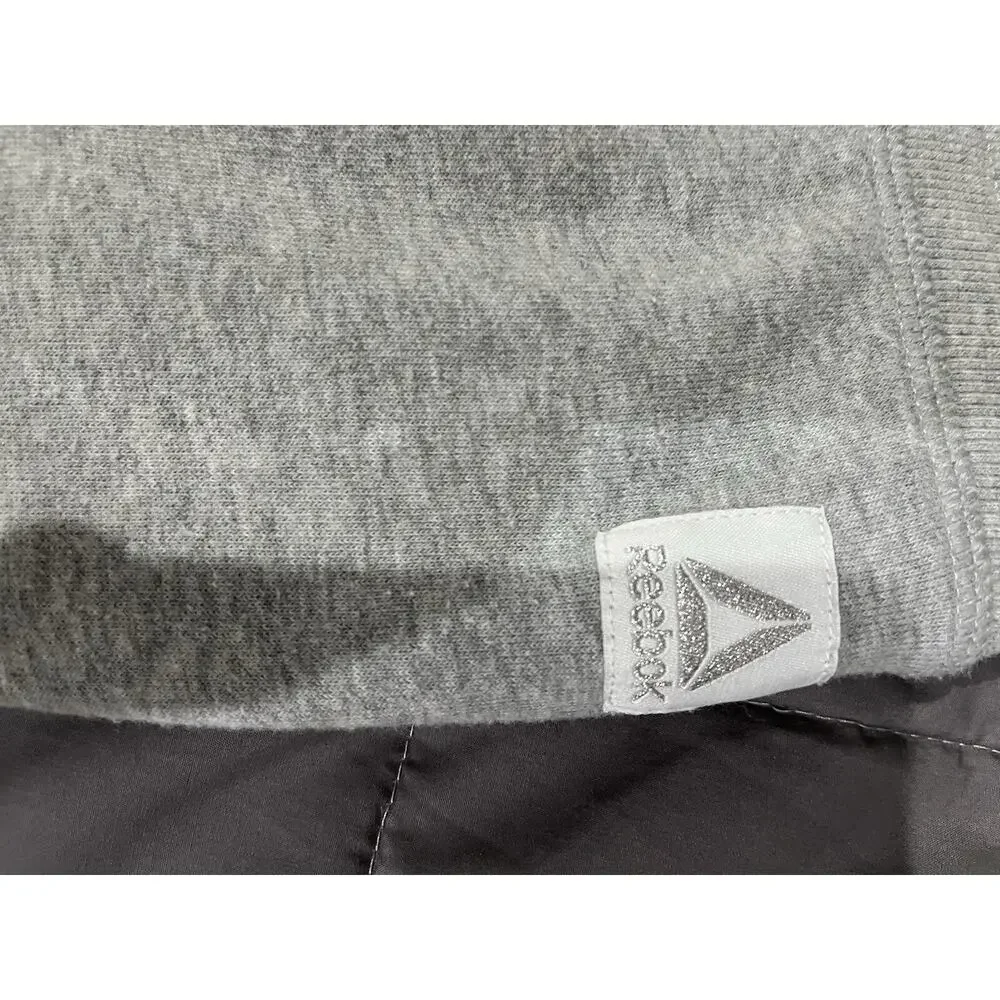 Reebok Women's Elite Cozy Oversized Fleece Jogger Side Pockets Grey Heather XL